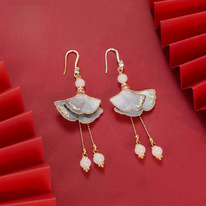 gray ginkgo leaves earrings