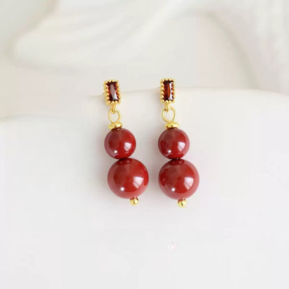 Hand-polished red beads Earrings - Feng Shui Metaphysics
