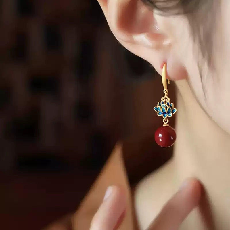Blooming lotus Earrings - Wealth Magnet  - Health & Longevity Blessing