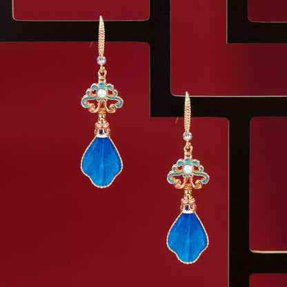 blue feathers earrings