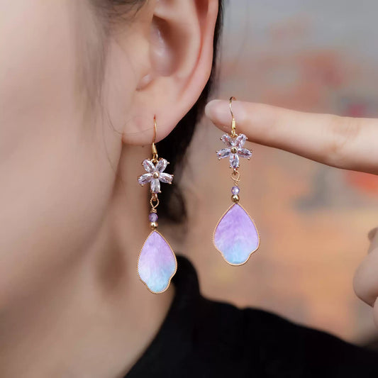 Purple feathers earrings