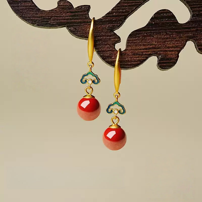 Golden green clouds Earrings - Amplify Your Luck