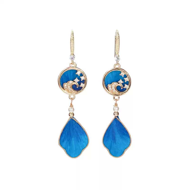 Unique cyan blue earrings