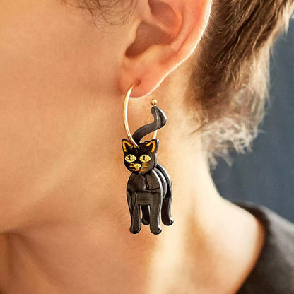 Funny black cat-Halloween Earring Style 7