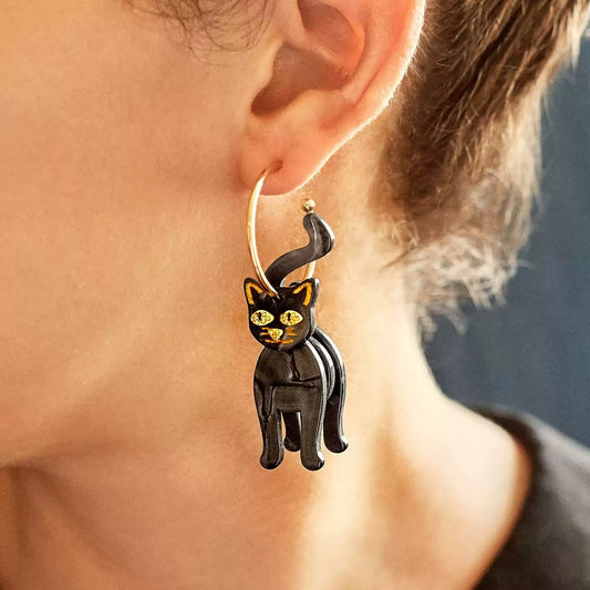 Funny black cat-Halloween Earring Style 7