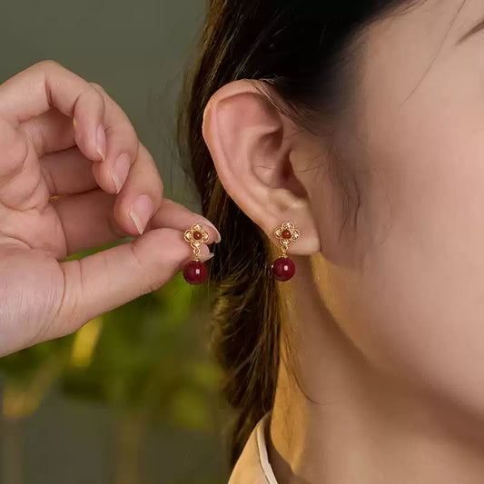 Platycodon grandiflorum Ruby Earrings - Elevate Your Destiny
