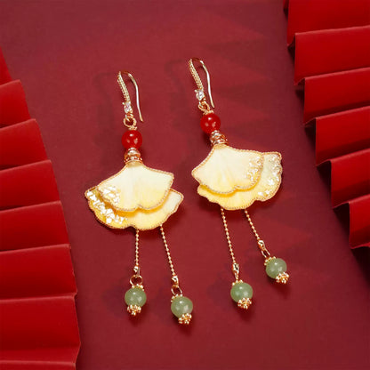Yellow ginkgo leaves earrings