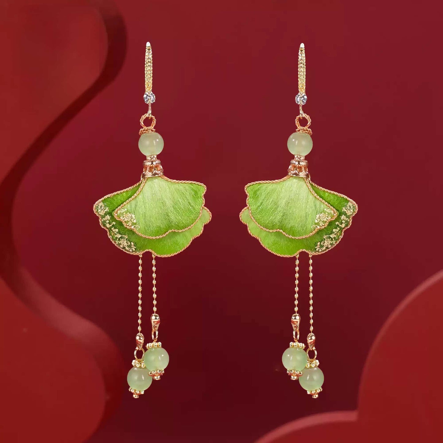 Green Sycamore Leaves earrings