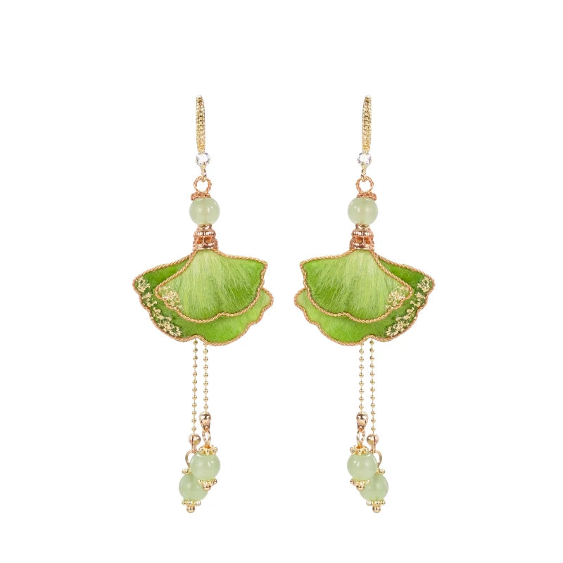 Green Sycamore Leaves earrings