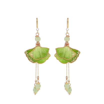 Green Sycamore Leaves earrings