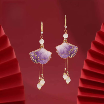 Purple premium ginkgo leaves earrings
