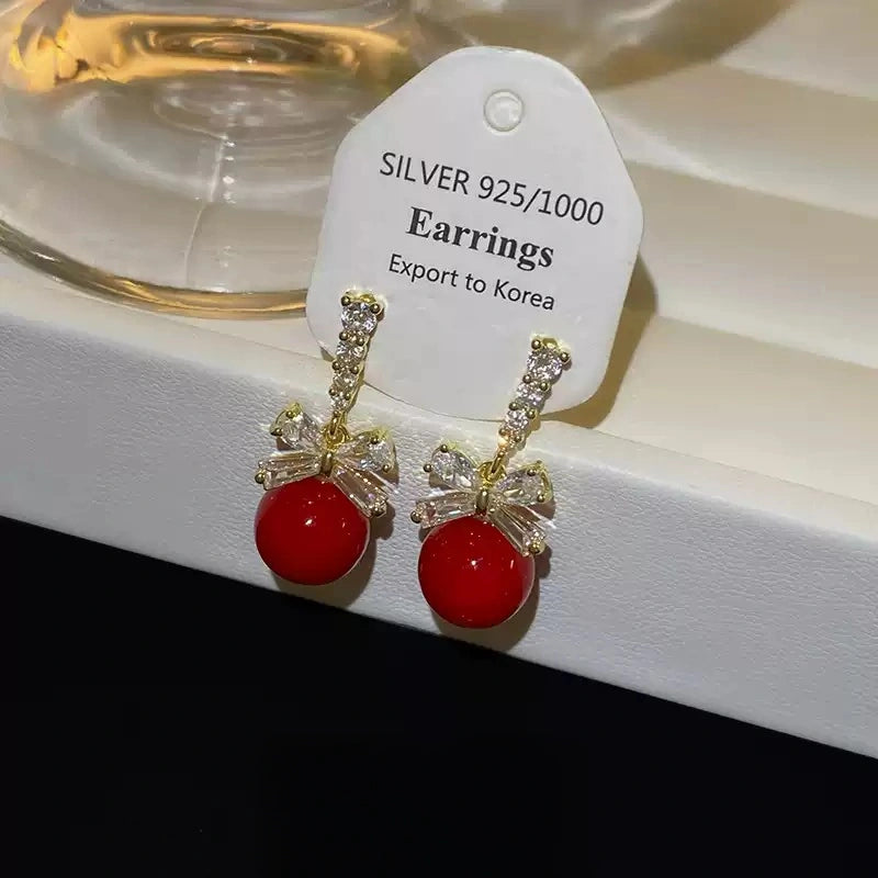 Silver bow Earrings - Birth Month Guardian