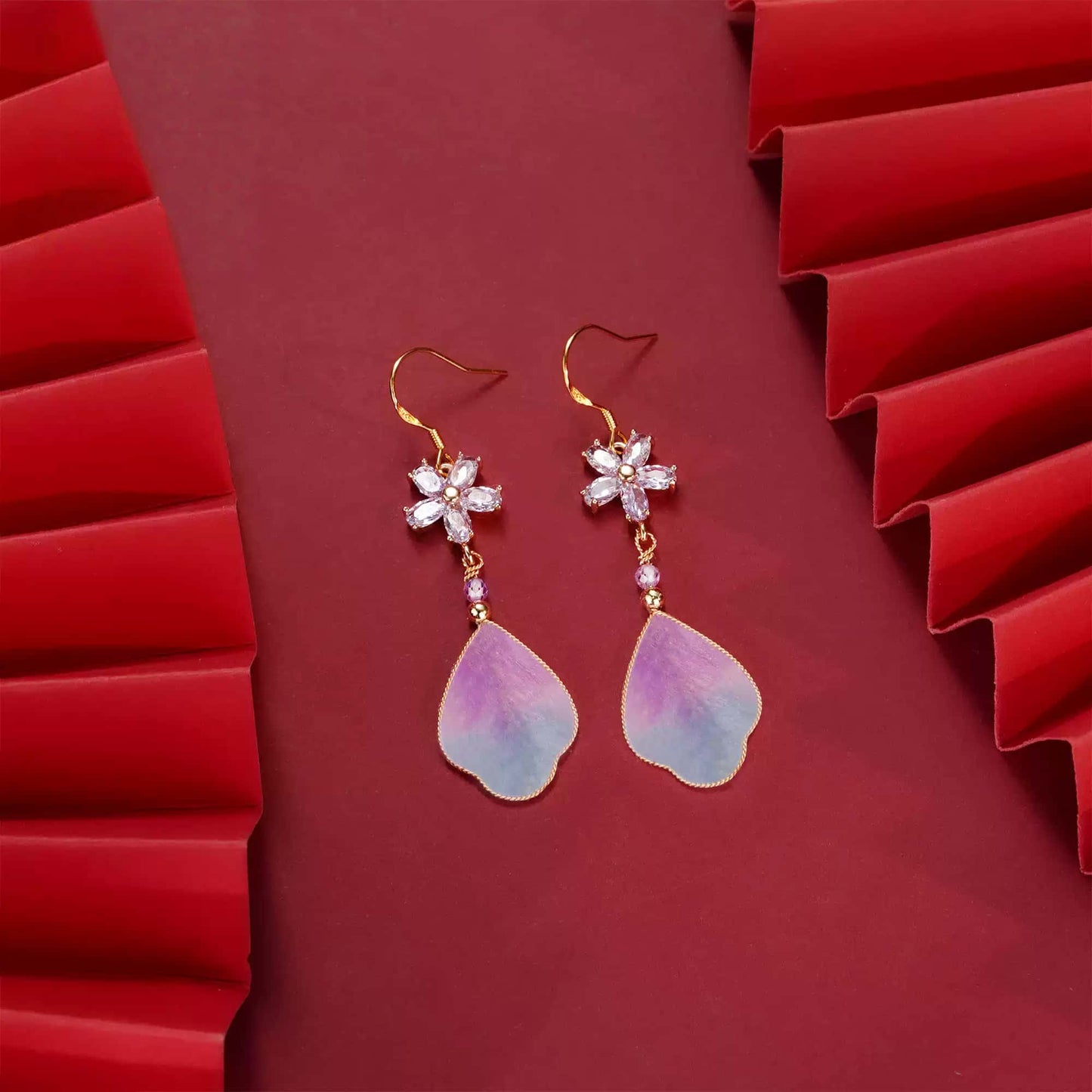 Purple feathers earrings