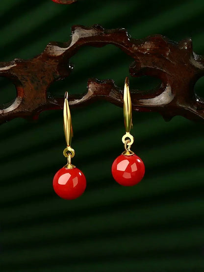 Golden Hook and Ruby Earrings - Wealth Magnet