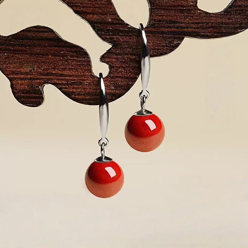 Silver Hook Ruby Earrings - Wealth Magnet