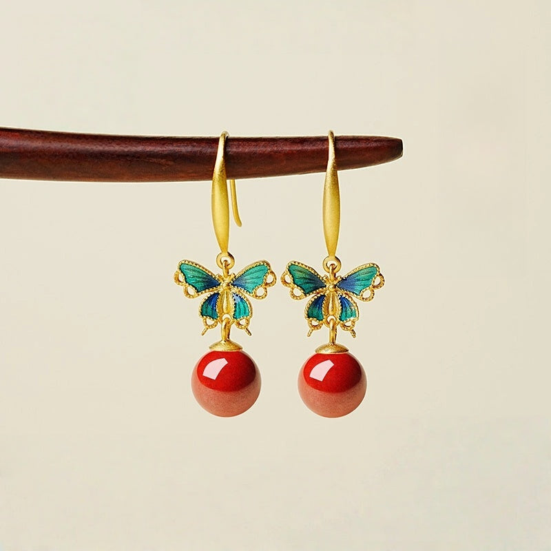 Gold and green handmade design Earrings - Amplify Your Luck