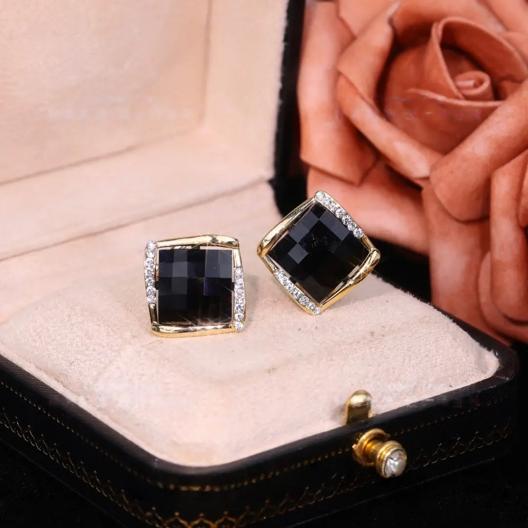 Obsidian gemstone earrings