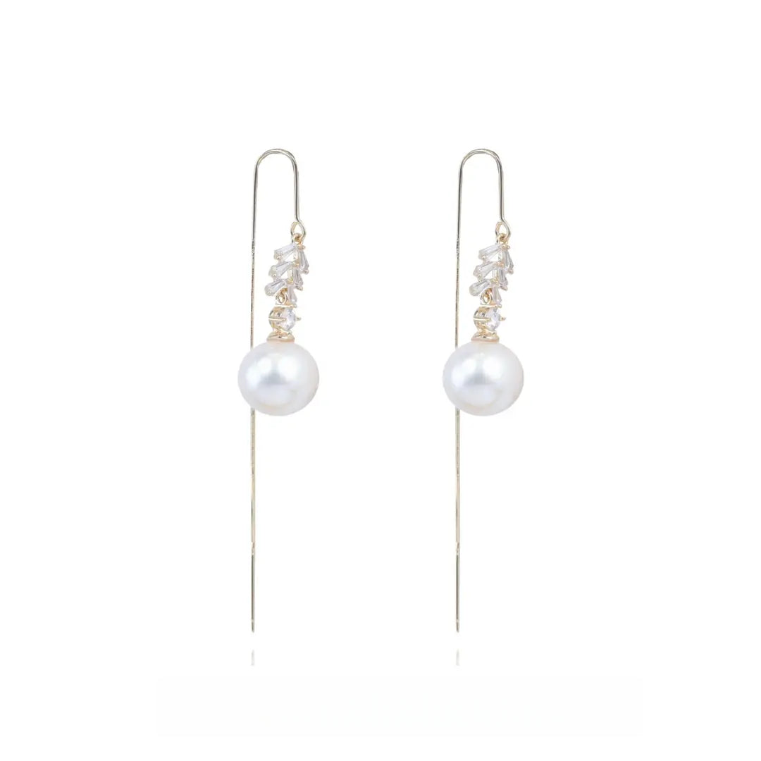 Long pendant pearl earrings