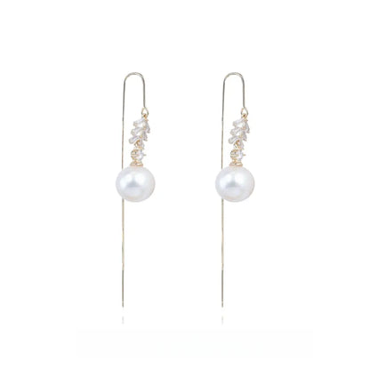 Long pendant pearl earrings