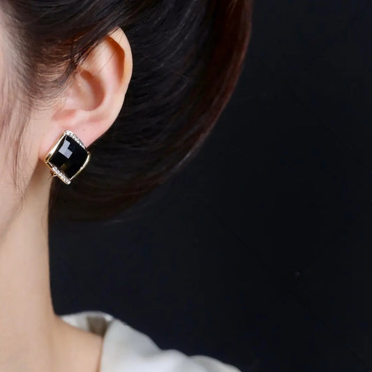 Obsidian gemstone earrings