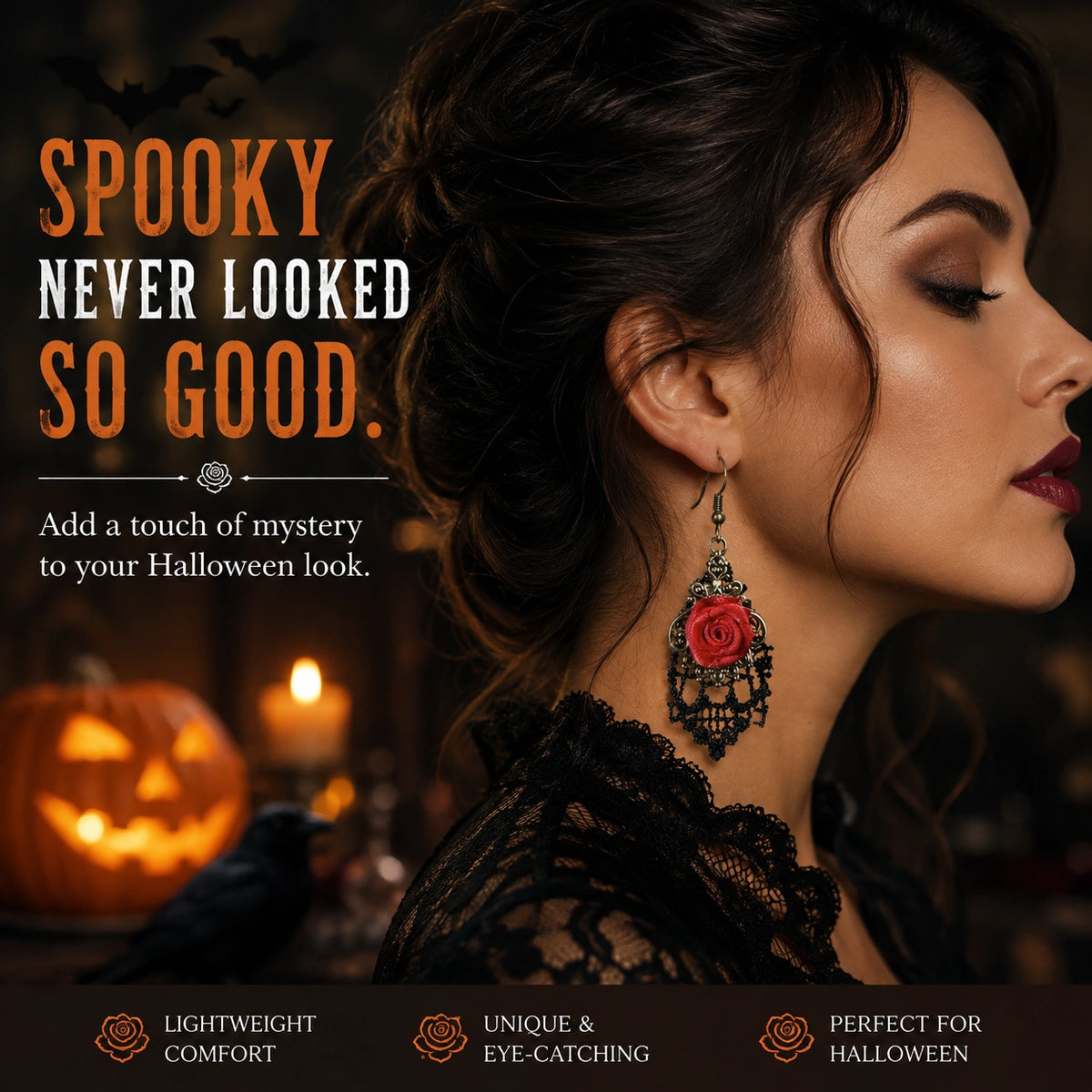 Black Halloween Rose-Halloween Earring Style 22