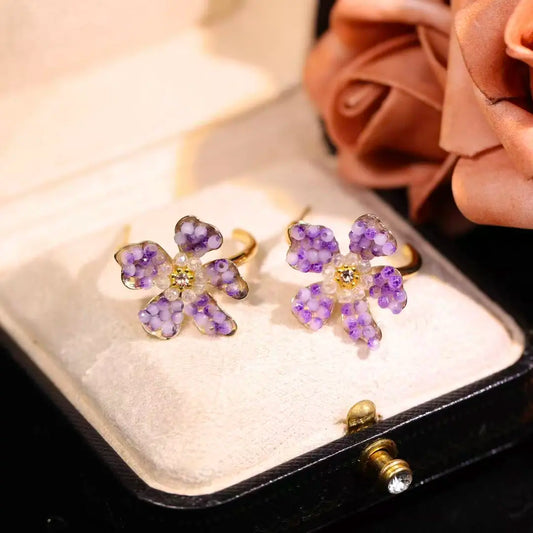 Purple petals earrings