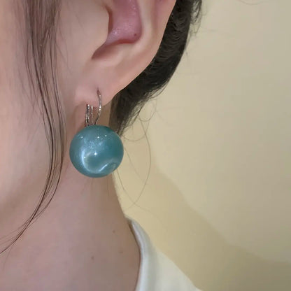 Large blue pearl earrings