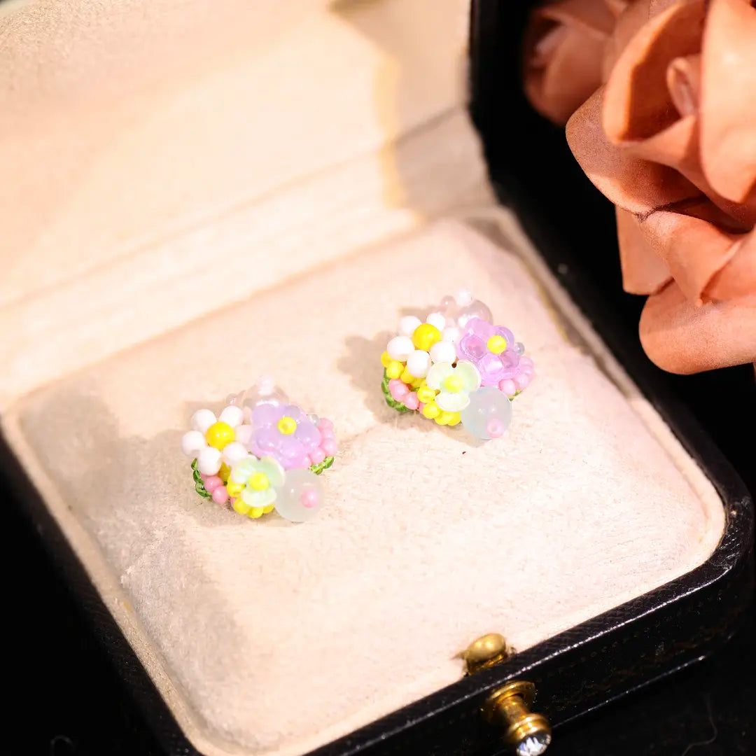 Five-colored petals earrings