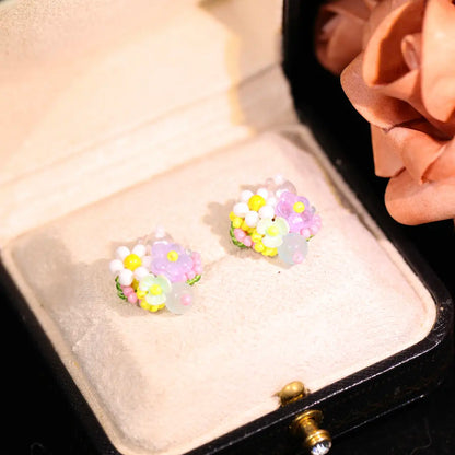 Five-colored petals earrings